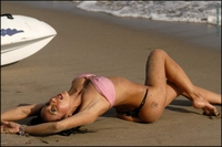 Monica Goe on the beach