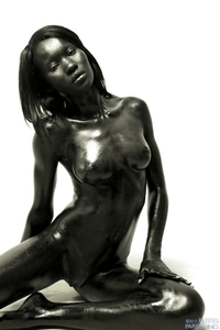 Black Amina is a skinny oiled ebony