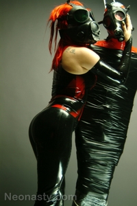 Girls in latex and gas mask