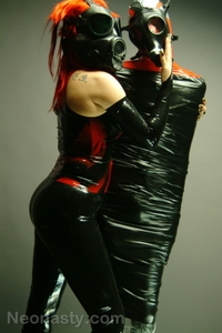 Girls in latex and gas mask