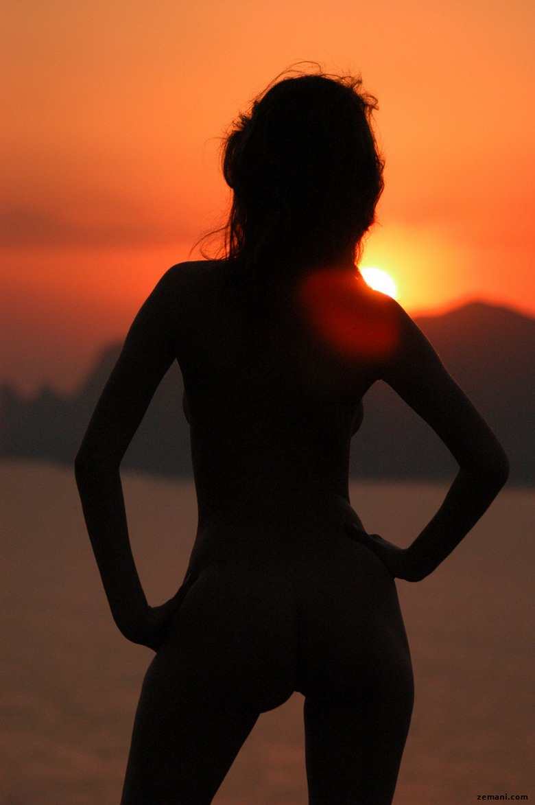 Naked dance in the sunset
