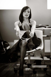 Black and white lingerie tease