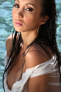 Katsuni is wet and naked in the pool